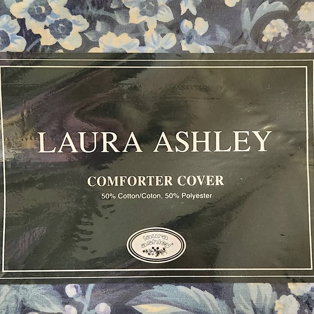NWT Laura Ashley Kingsberry King Duvet Cover Blue Floral Vintage English Cottage